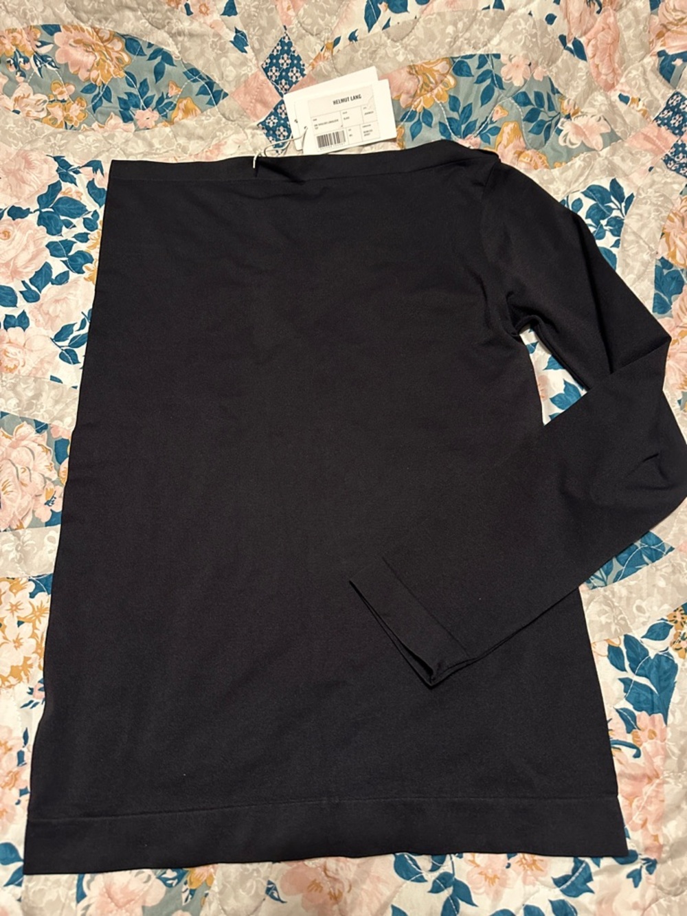 Helmut Lang Black One-Shoulder Long Sleeve Top